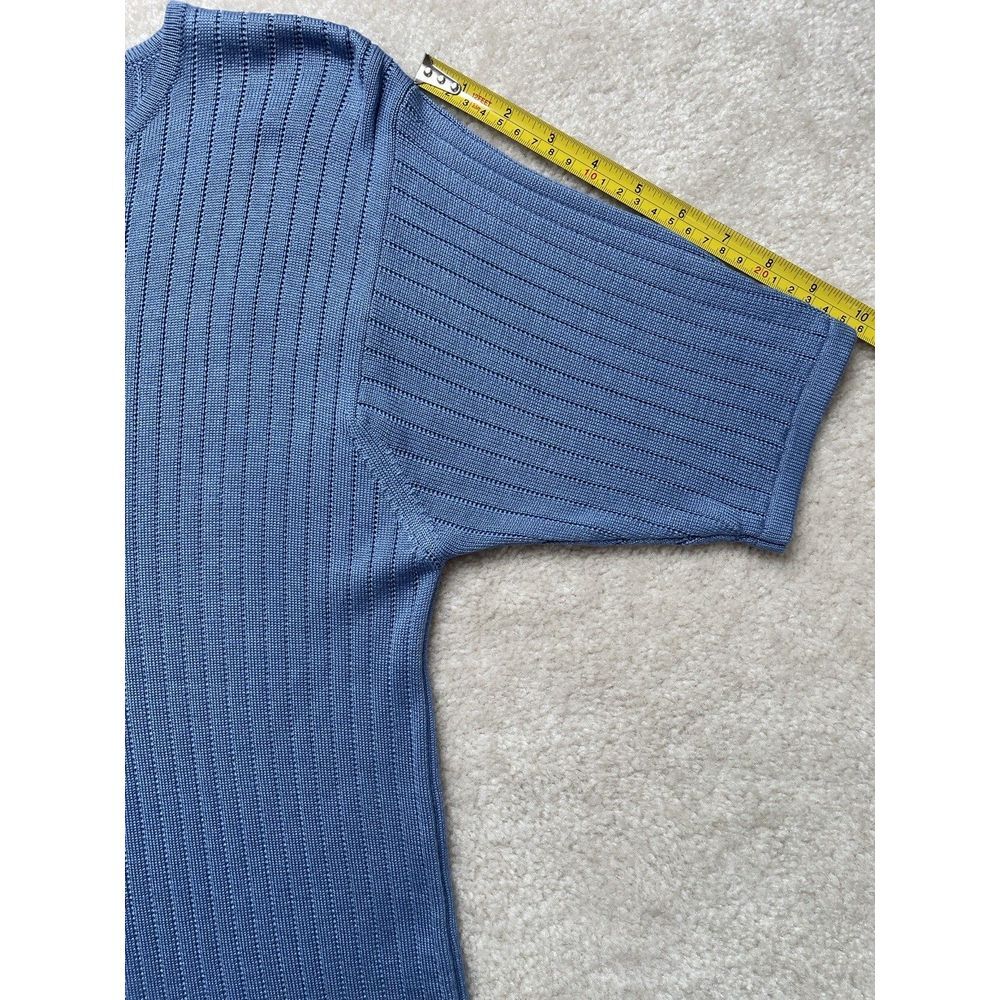 Leyla Mitra Short Sleeve Woman's Silk Sweater Blue Size Medium NWT  Vintage - Picture 3 of 6
